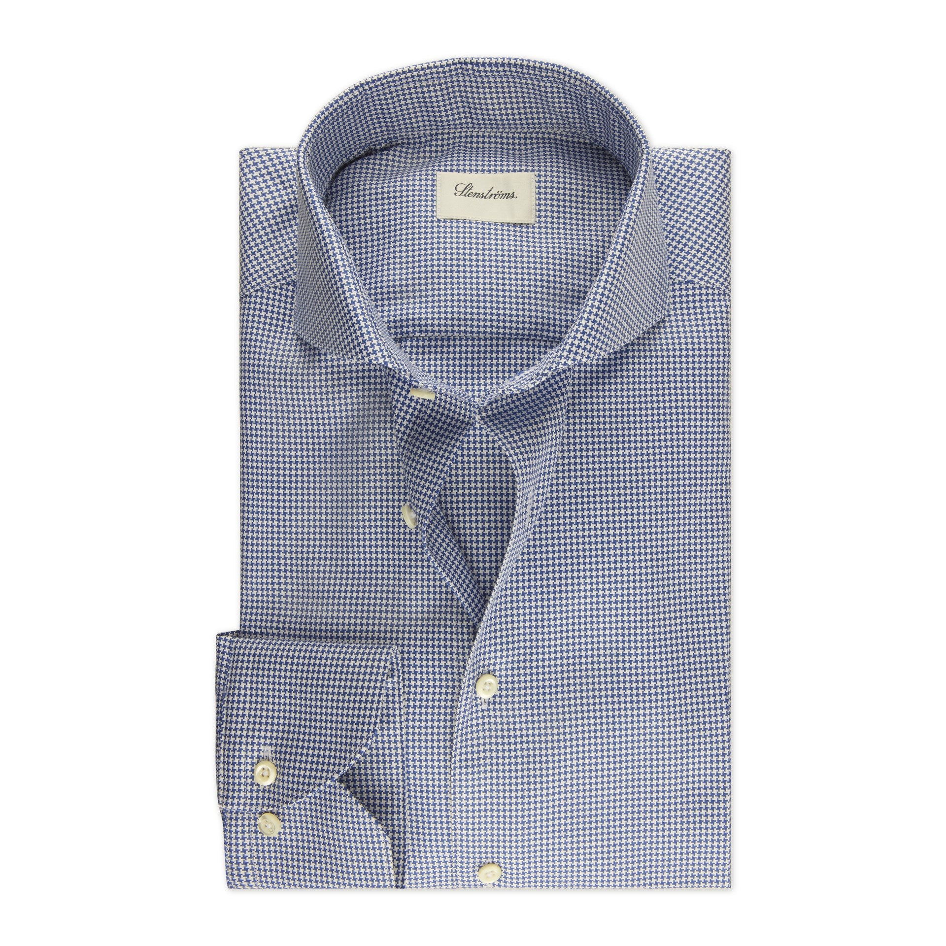 Navy Houndstooth Twill Shirt